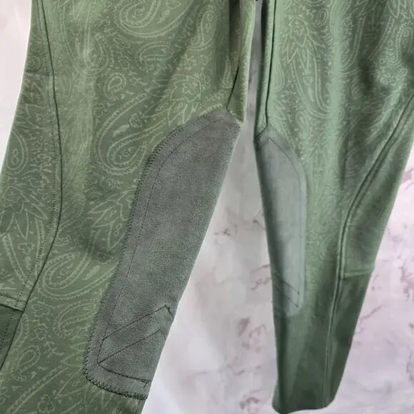 ARIAT Breeches Womens 34 L Green Riding Pant Seat Equestrian Paisley Pro Series - Picture 8 of 11
